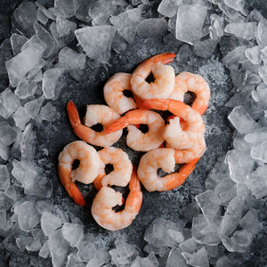 Frozen Cooked Shrimp - Peeled, Deveined, Tail On - 21/25 per lb
